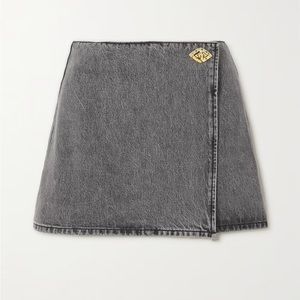Ganni Mini Wrap Denim Skirt
